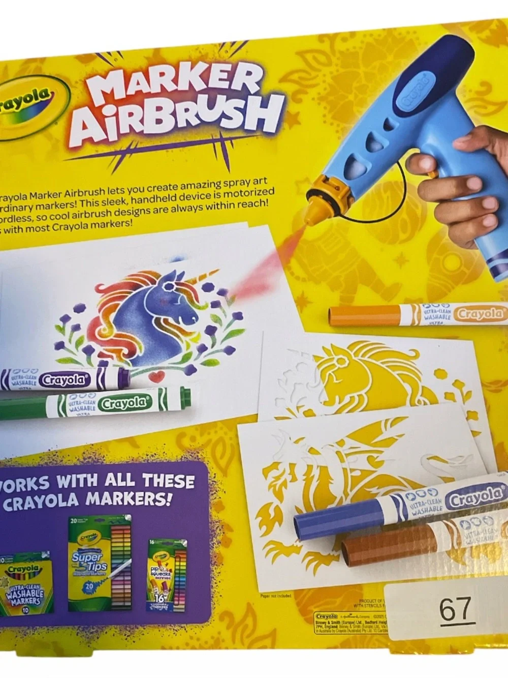 Crayola Marker Airbrush kit, featuring a blue, battery-powered sprayer